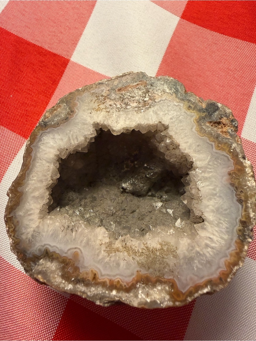 2.5” Natural Agate Geode Slice Druzy Quartz Crystal